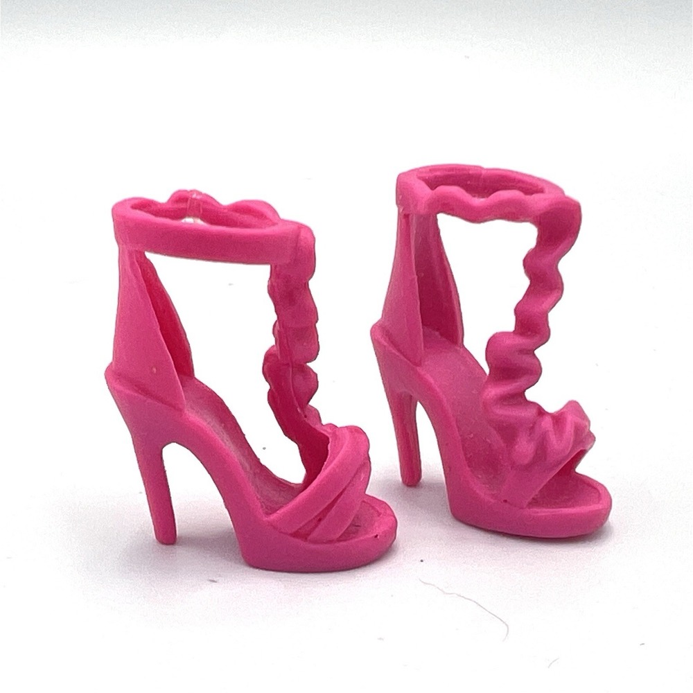 Barbie Doll‎ Shoes Stilettos Pink Strappy Peep Toe Heels Mattel